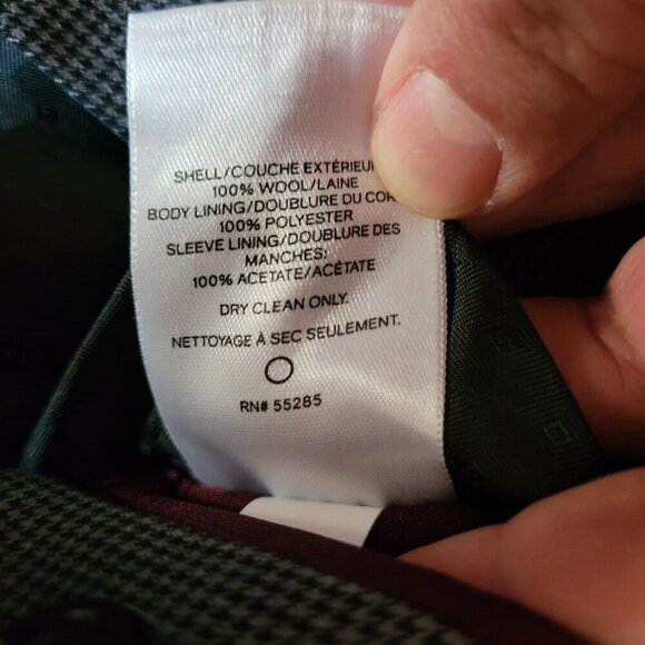 Express Mens 100% Wool Gray Blazer sz 44L Classic Houndstooth 2 Button Front Nwt - Picture 4 of 11